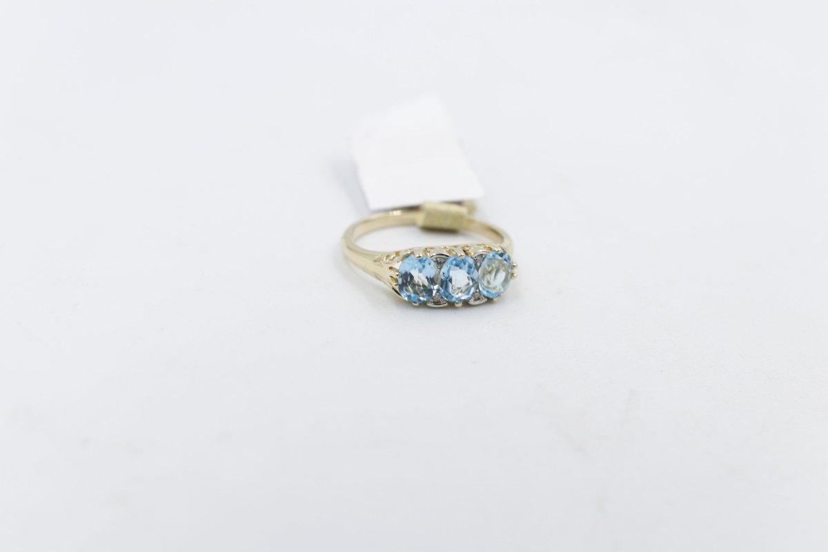 9ct Gold Blue Topaz & Diamond ring SYR7986BT