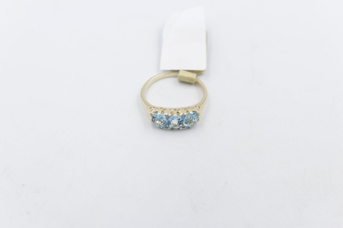 9ct Gold Blue Topaz & Diamond ring SYR7986BT