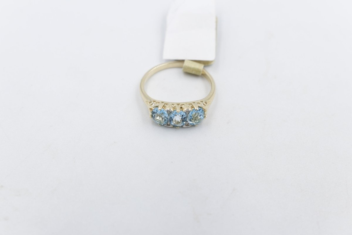 9ct Gold Blue Topaz & Diamond ring SYR7986BT