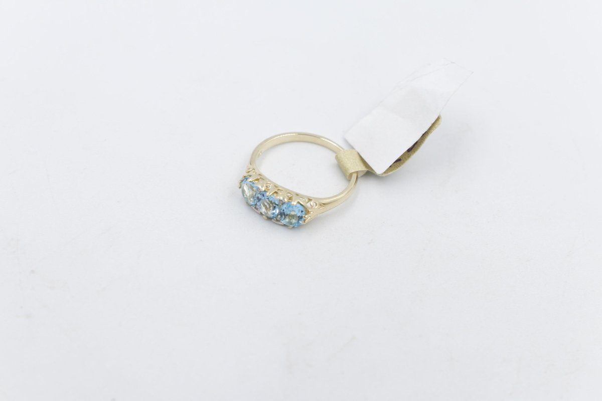 9ct Gold Blue Topaz & Diamond ring SYR7986BT