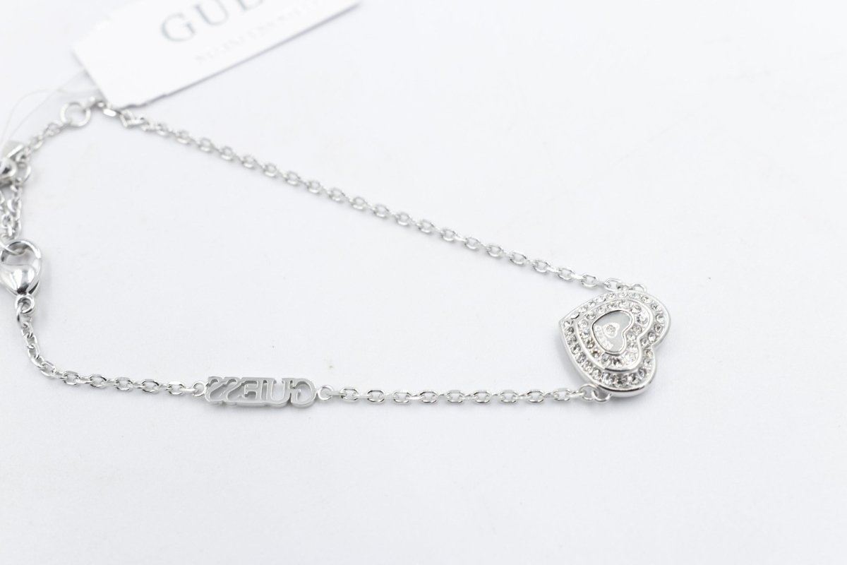 Guess Mini Heart Silver Tone Bracelet JUBB04031JWRHL