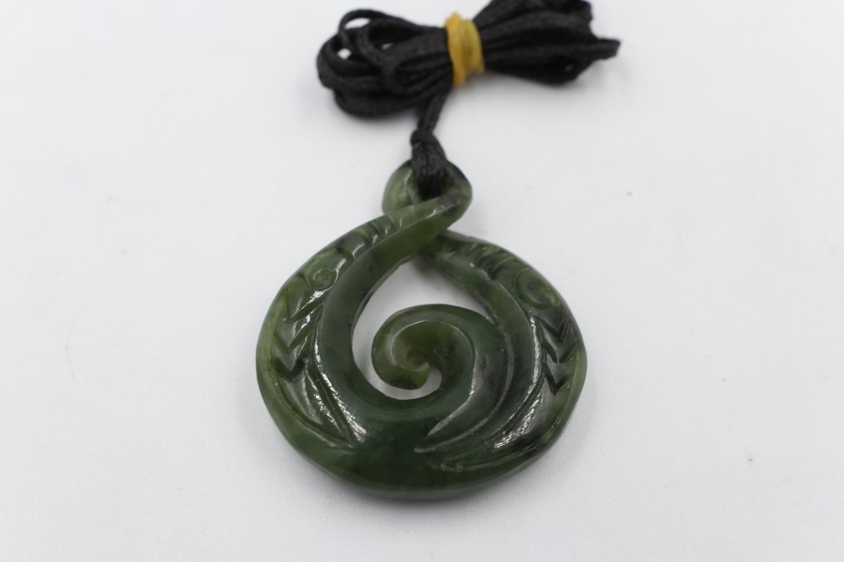 New Zealand Greenstone Carved Twist Koru
