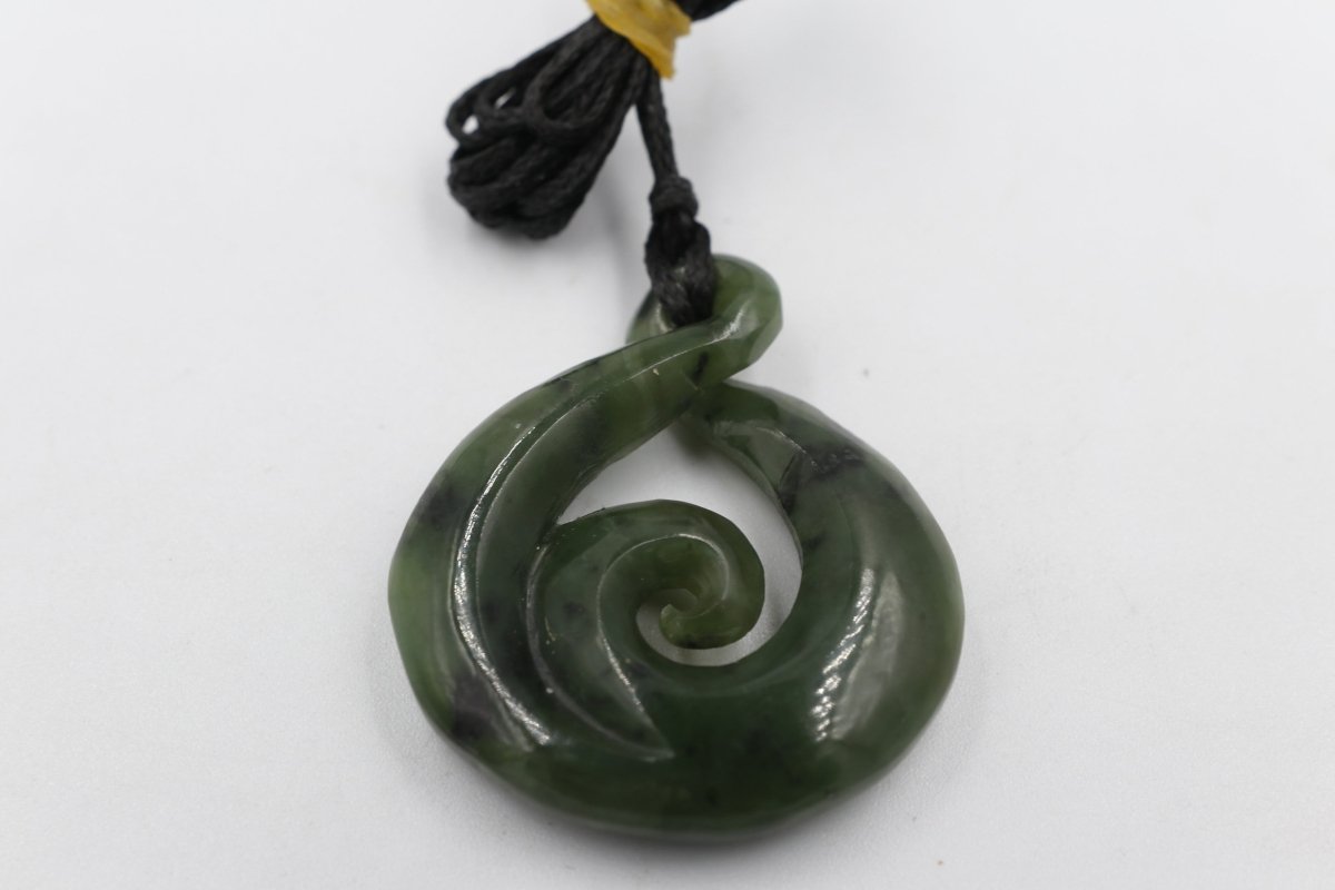 New Zealand Greenstone Carved Twist Koru