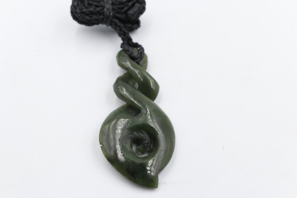New Zealand Greenstone Carved Twist Koru