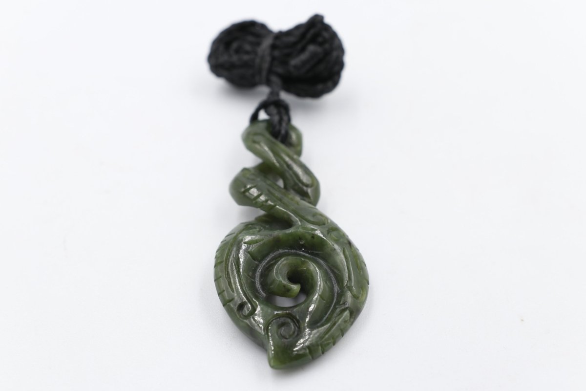New Zealand Greenstone Carved Twist Koru