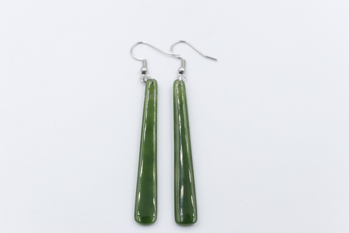NZ Greenstone Slim Drop Earrings WRE98