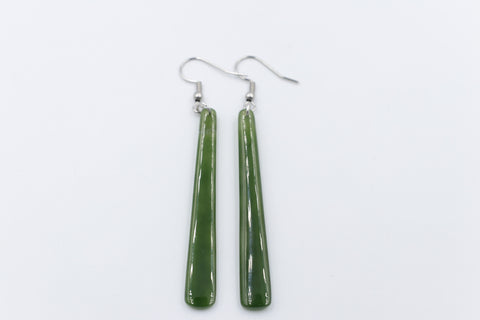 NZ Greenstone Slim Drop Earrings WRE98