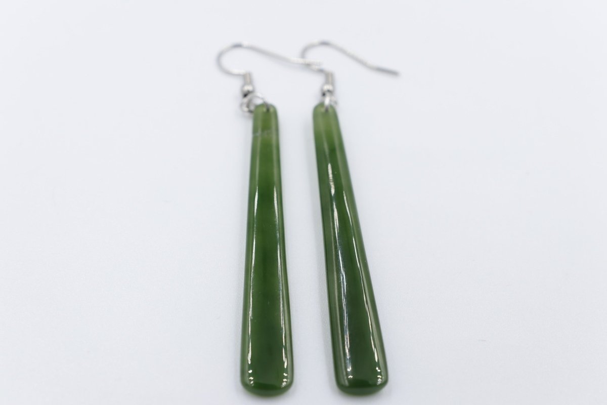 NZ Greenstone Slim Drop Earrings WRE98