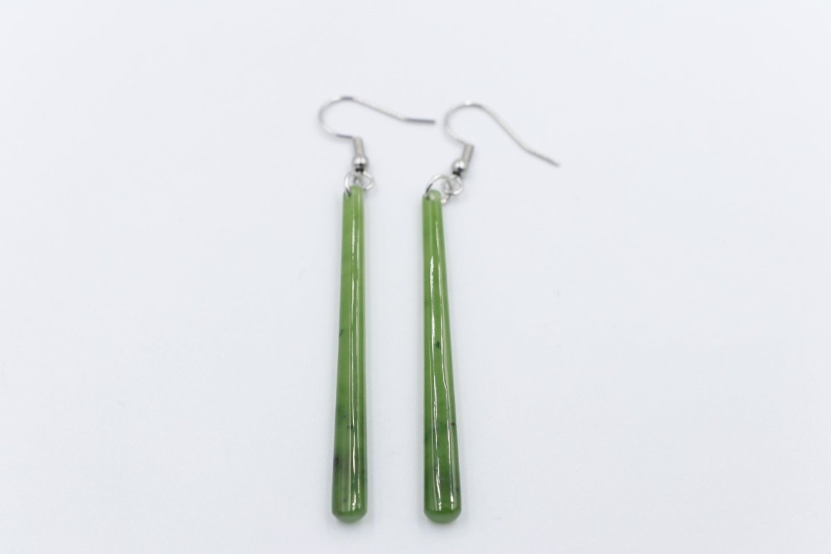 NZ Greenstone Slim Drop Earrings WRE90
