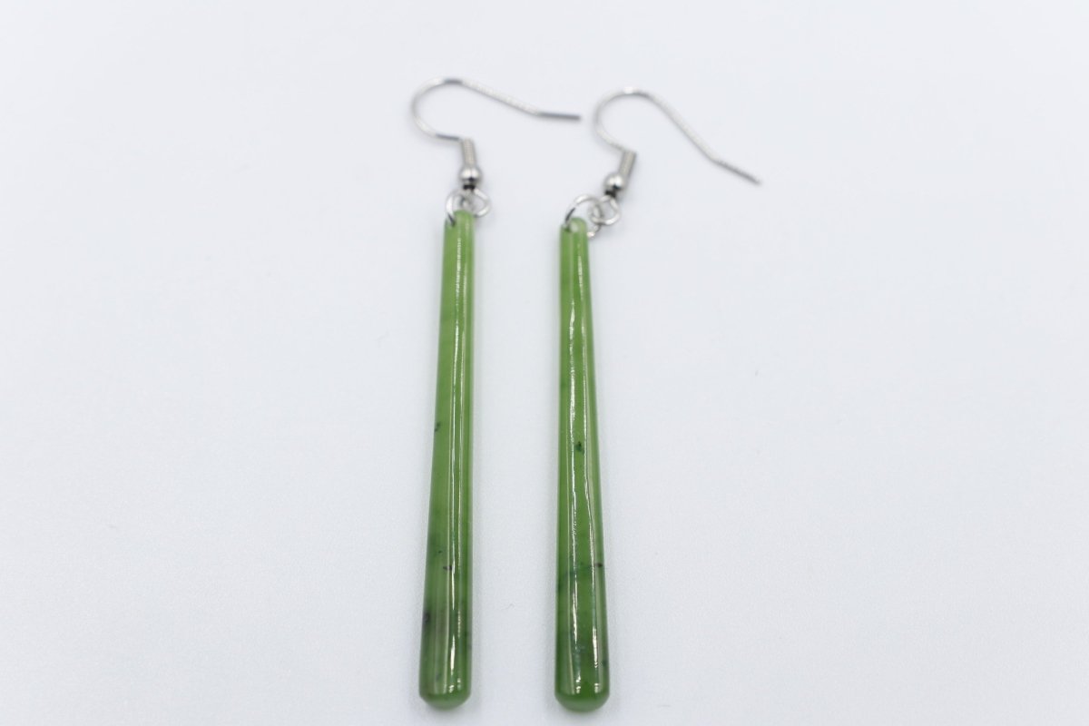 NZ Greenstone Slim Drop Earrings WRE90