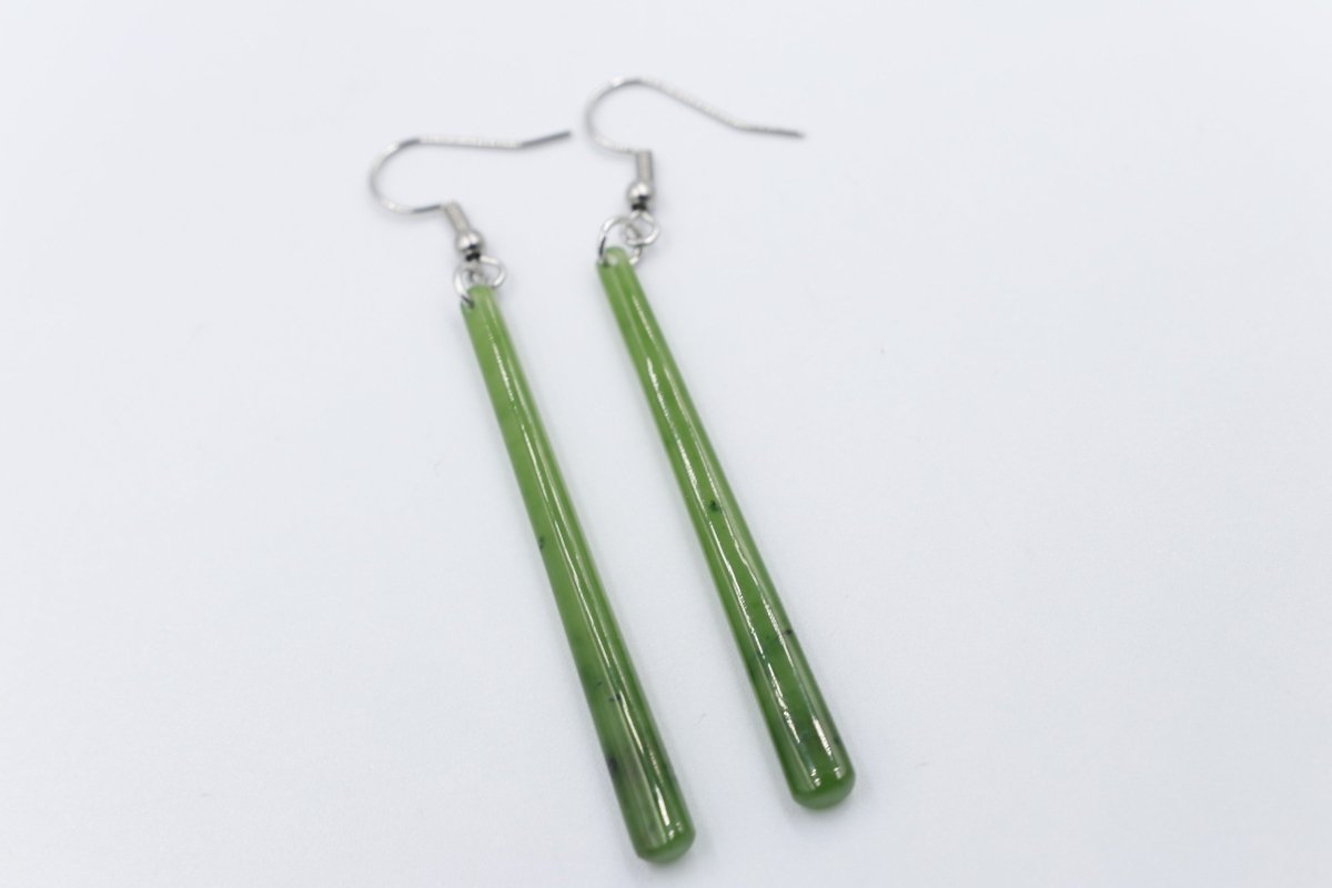 NZ Greenstone Slim Drop Earrings WRE90
