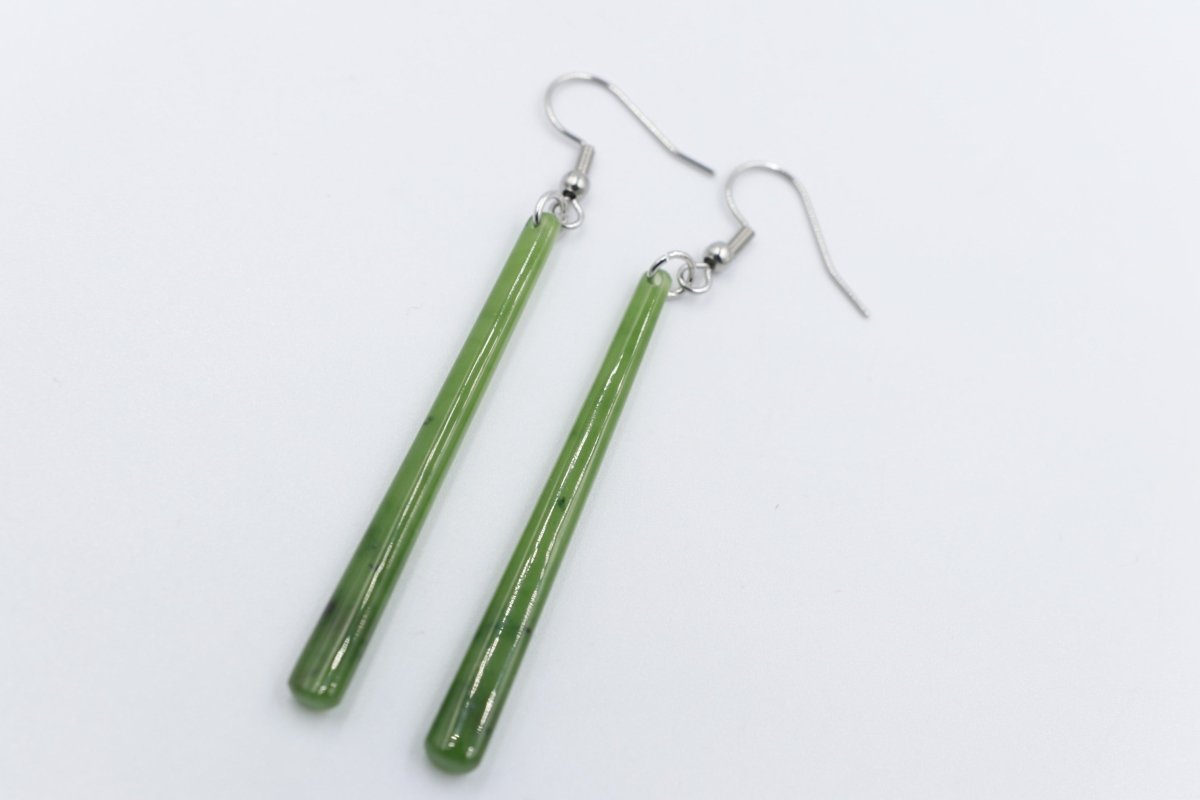 NZ Greenstone Slim Drop Earrings WRE90