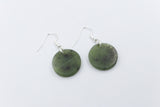 NZ Greenstone Disc Earrings WKE37