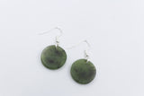 NZ Greenstone Disc Earrings WKE37