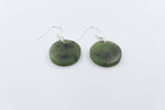 NZ Greenstone Disc Earrings WKE37