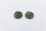 NZ Greenstone Disc Earrings WKE37