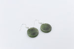 NZ Greenstone Disc Earrings WKE37