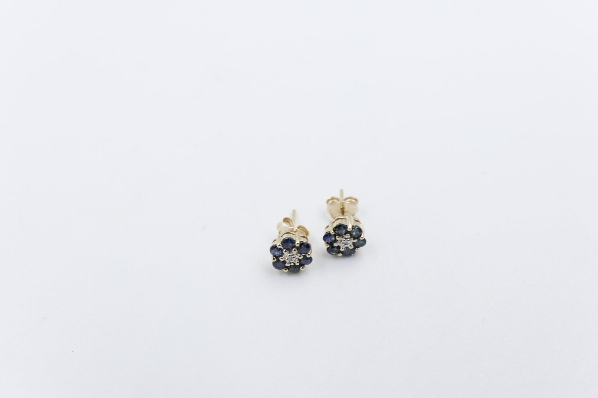 9ct Gold Genuine Sapphire Cluster Earrings SJ5ET0022-SAPP