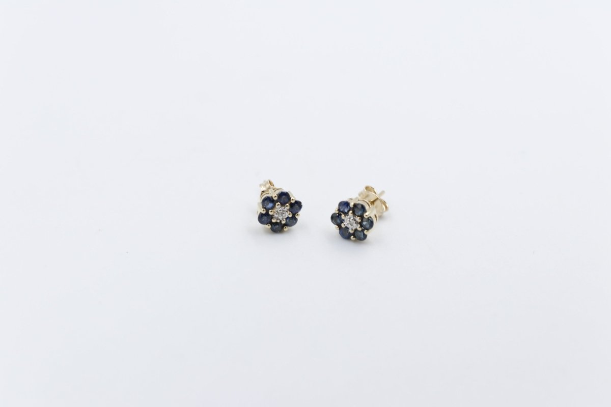 9ct Gold Genuine Sapphire Cluster Earrings SJ5ET0022-SAPP