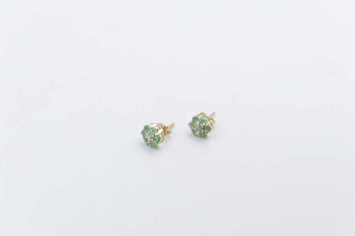 9ct Gold Genuine Emerald Cluster Earrings SJ5ET0022-EMDI