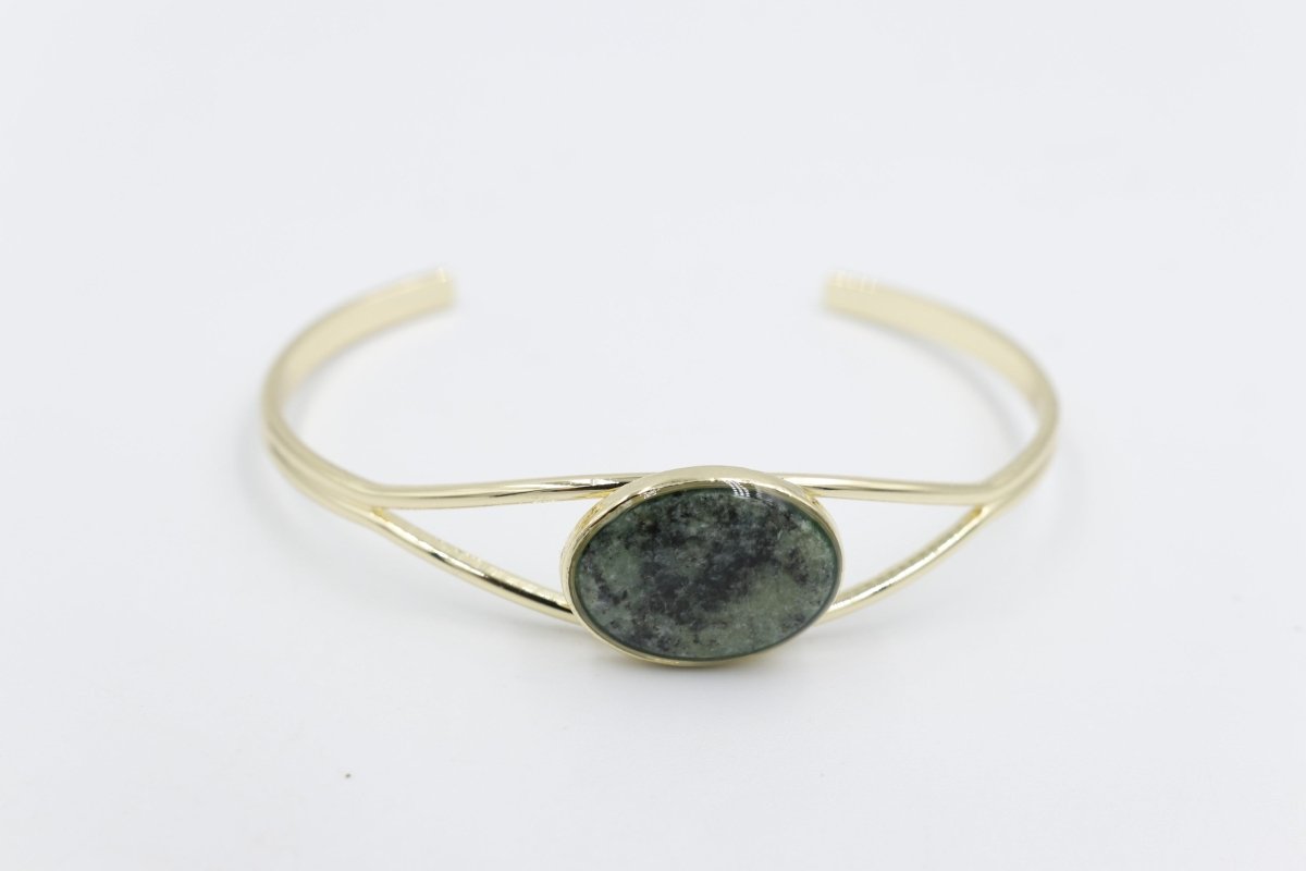 New Zealand Greenstone Gold Plated Bangle BBJ4104BG