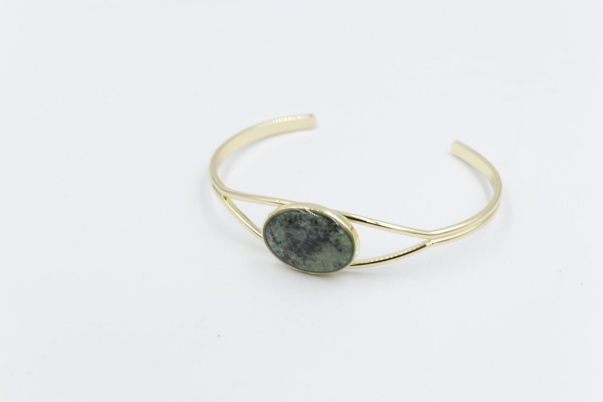 New Zealand Greenstone Gold Plated Bangle BBJ4104BG