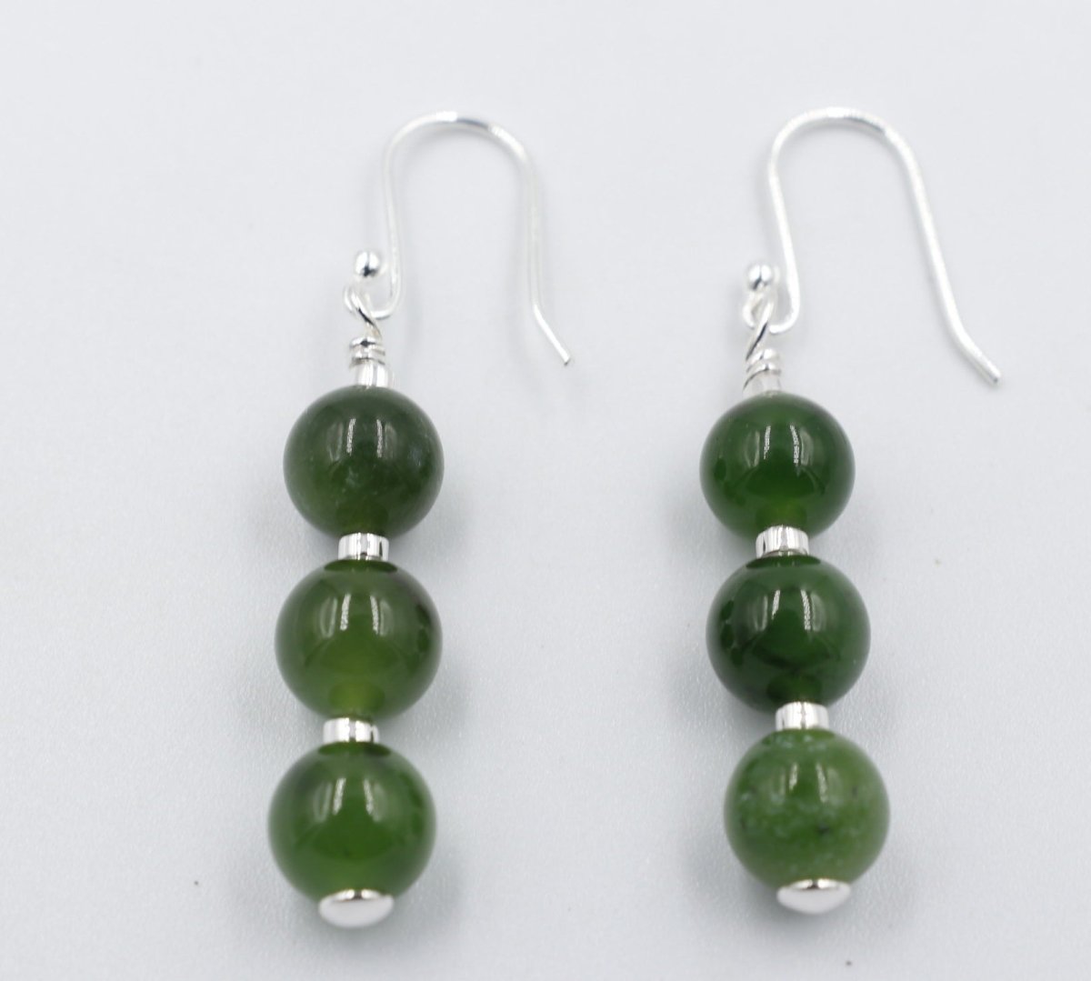 Stg Silver Set New Zealand Greenstone Drop Earrings SYE2020L