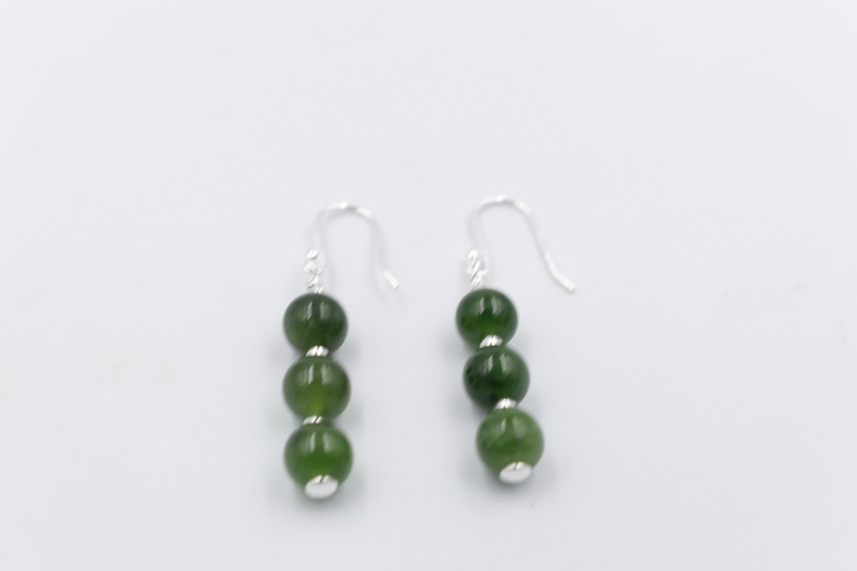 Stg Silver Set New Zealand Greenstone Drop Earrings SYE2020L