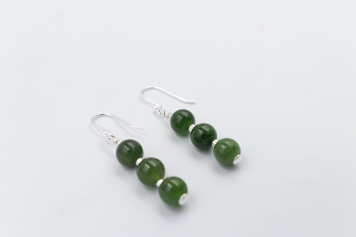 Stg Silver Set New Zealand Greenstone Drop Earrings SYE2020L