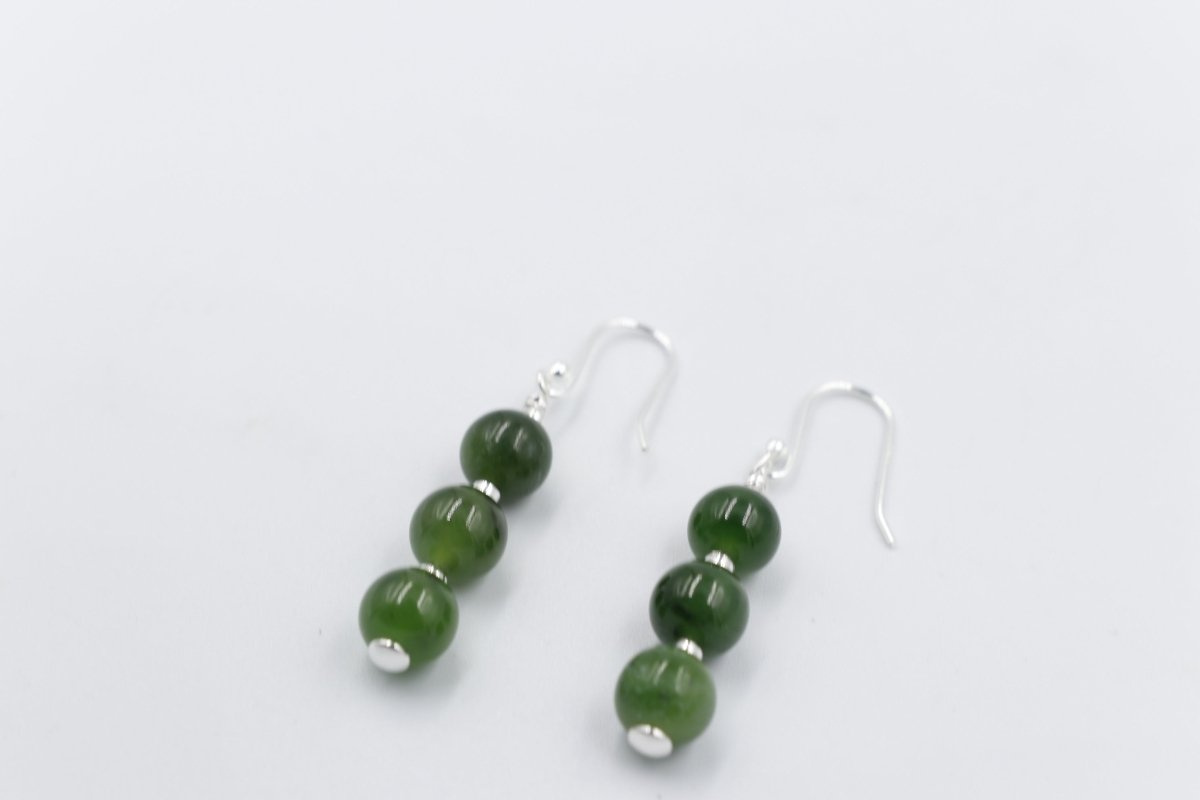 Stg Silver Set New Zealand Greenstone Drop Earrings SYE2020L