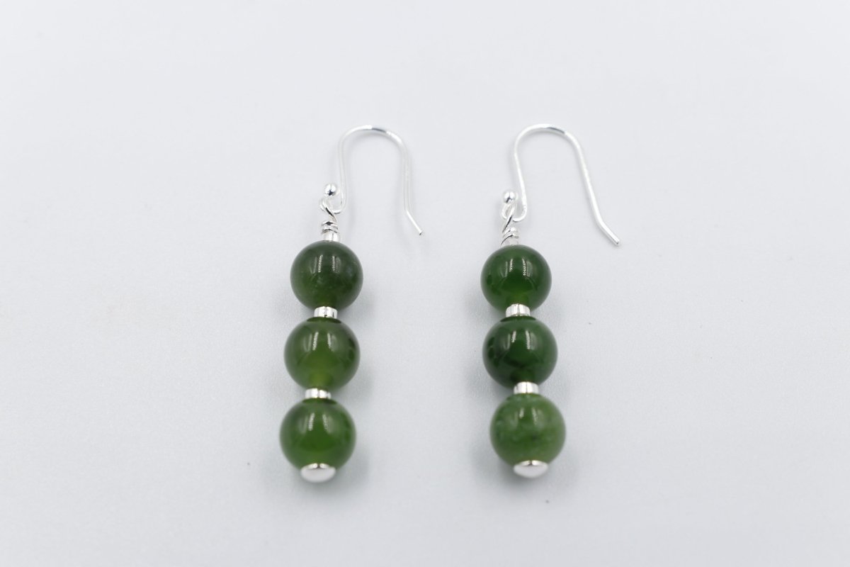 Stg Silver Set New Zealand Greenstone Drop Earrings SYE2020L