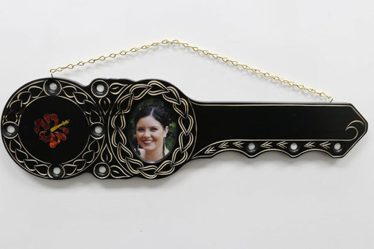Native New Zealand Wooden 21st key with Hibiscus