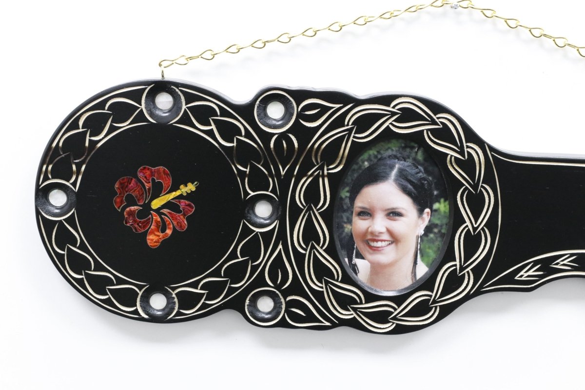 Native New Zealand Wooden 21st key with Hibiscus
