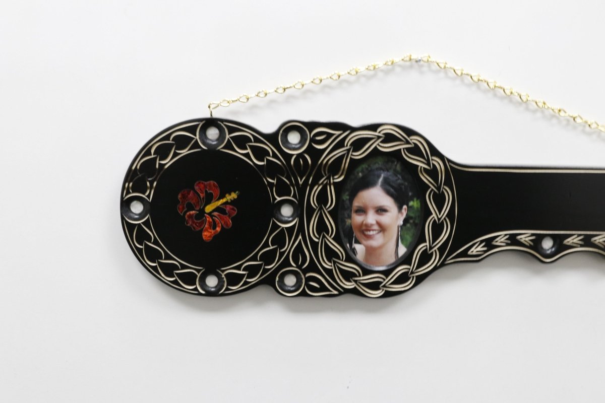 Native New Zealand Wooden 21st key with Hibiscus