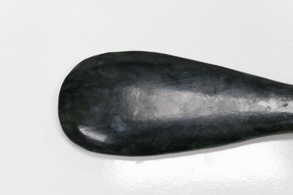 New Zealand Greenstone Mere 300mm or 30cm with Native wood Base
