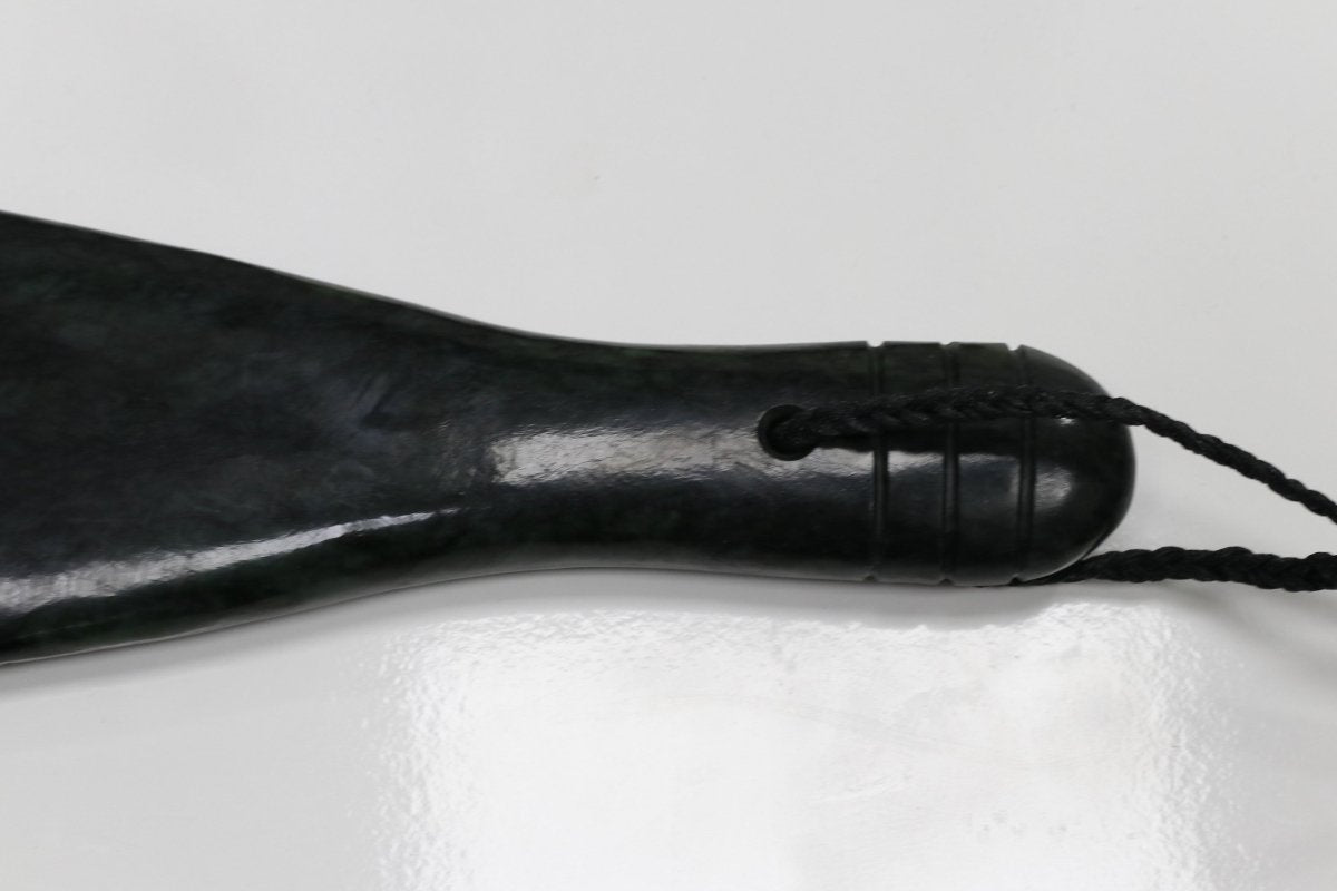 New Zealand Greenstone Mere 300mm or 30cm with Native wood Base