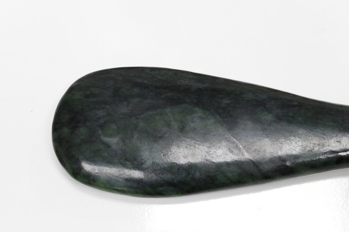 New Zealand Greenstone Mere 300mm or 30cm with Native wood Base