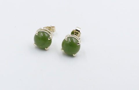 9ct Gold Set New Zealand Greenstone 7mm Studs SYE1802