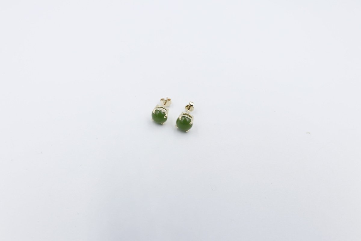 9ct Gold Set New Zealand Greenstone 7mm Studs SYE1802
