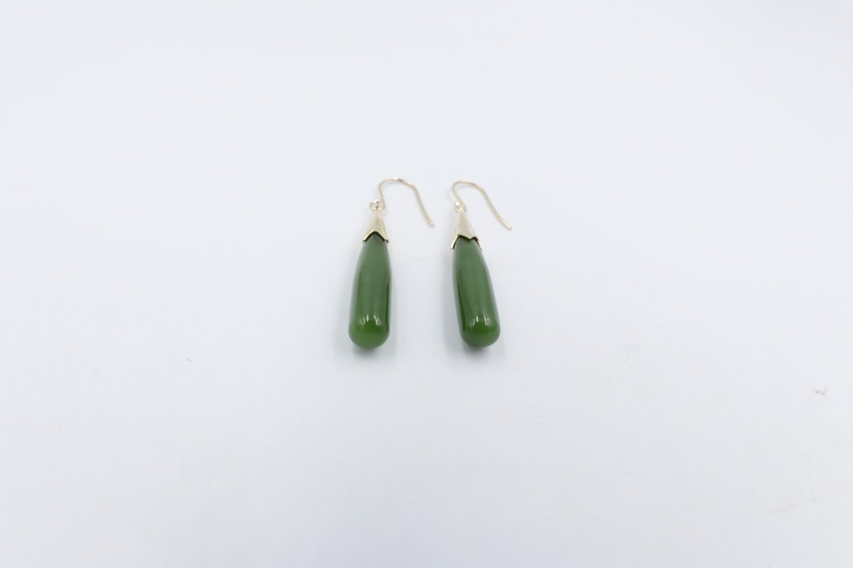 9ct Gold Set New Zealand Greenstone Drops SYE2021