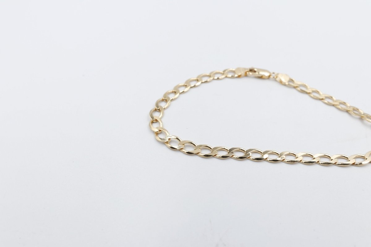 9ct Gold Solid Mens Curb Bracelet 22cms