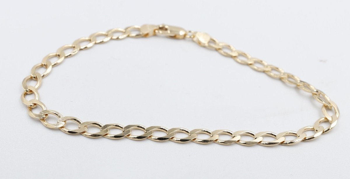 9ct Gold Solid Mens Curb Bracelet 22cms