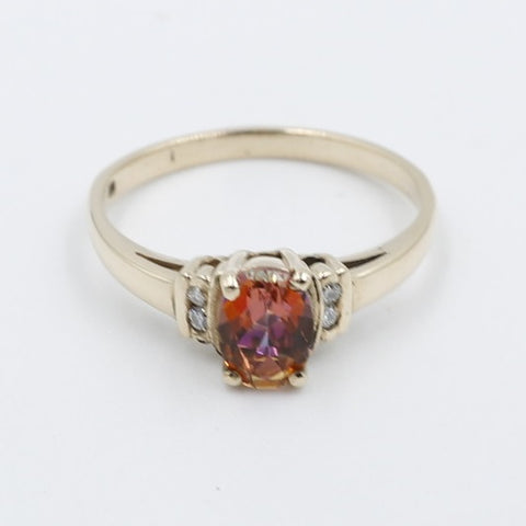 9ct Gold Mystic Topaz Ring with Diamonds