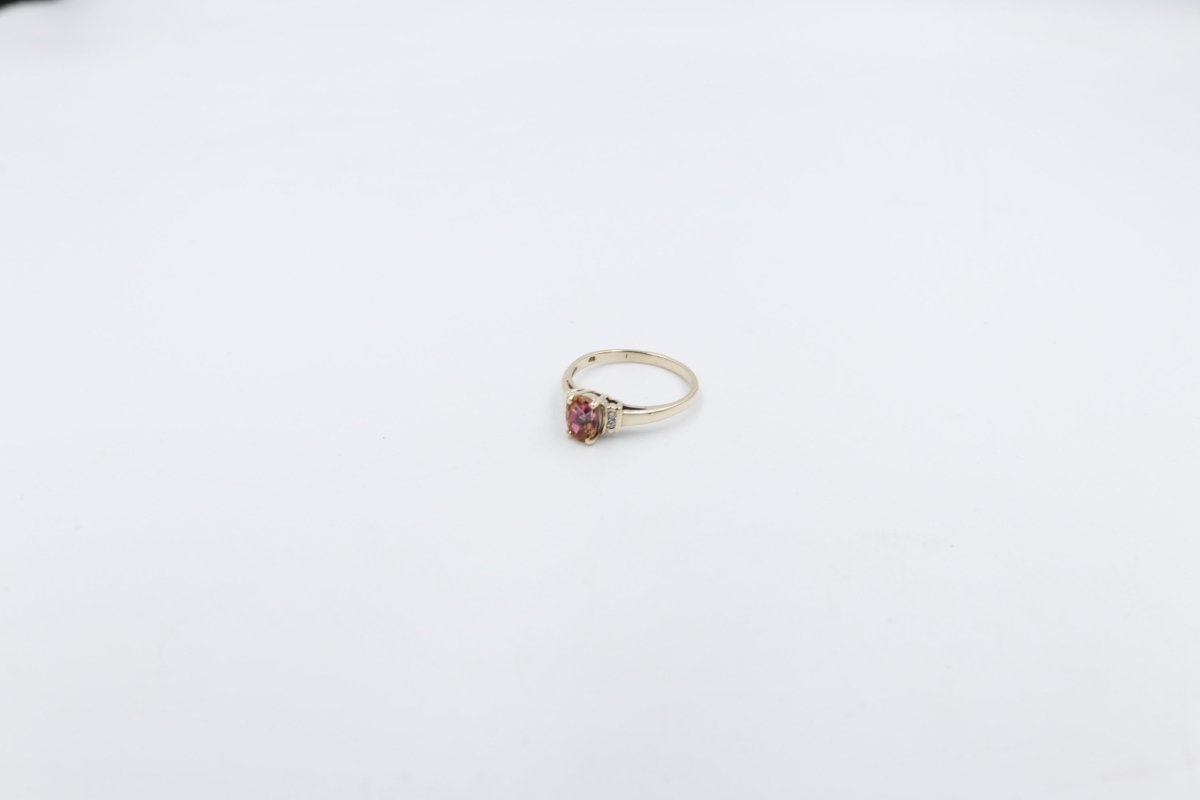 9ct Gold Mystic Topaz Ring with Diamonds