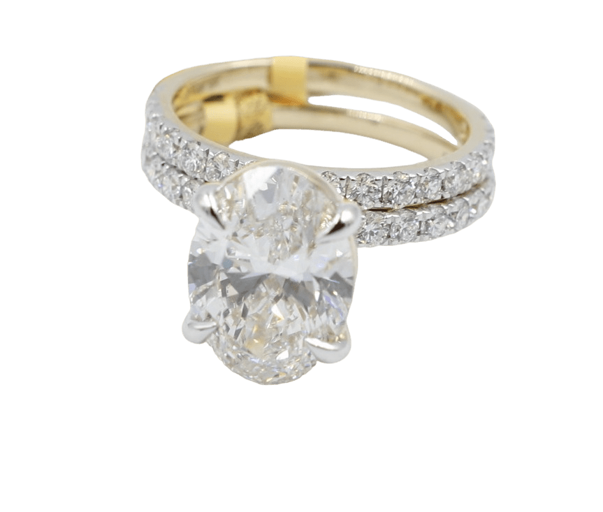 14ct Yellow Gold Lab Grown Diamond TDW 5ct carat Ring with eternity