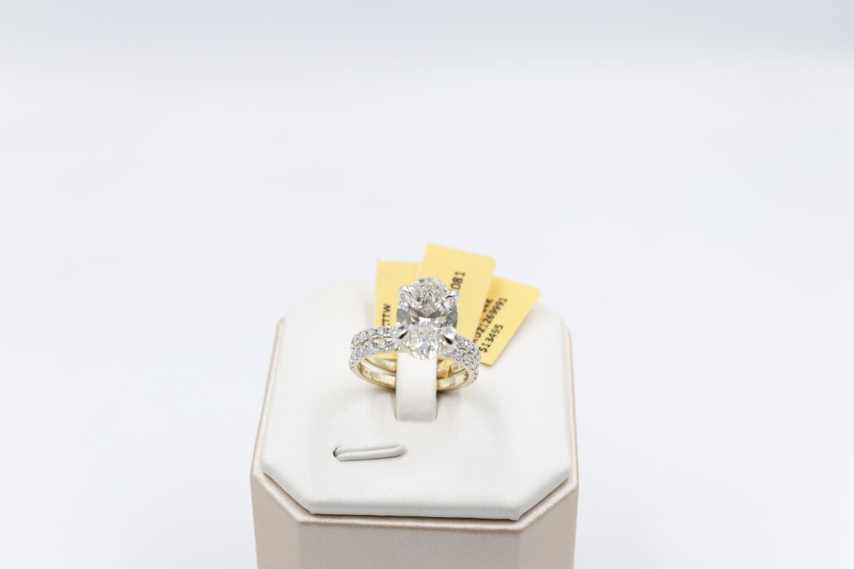 14ct Yellow Gold Lab Grown Diamond TDW 5ct carat Ring with eternity
