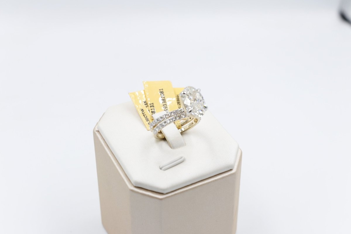 14ct Yellow Gold Lab Grown Diamond TDW 5ct carat Ring with eternity