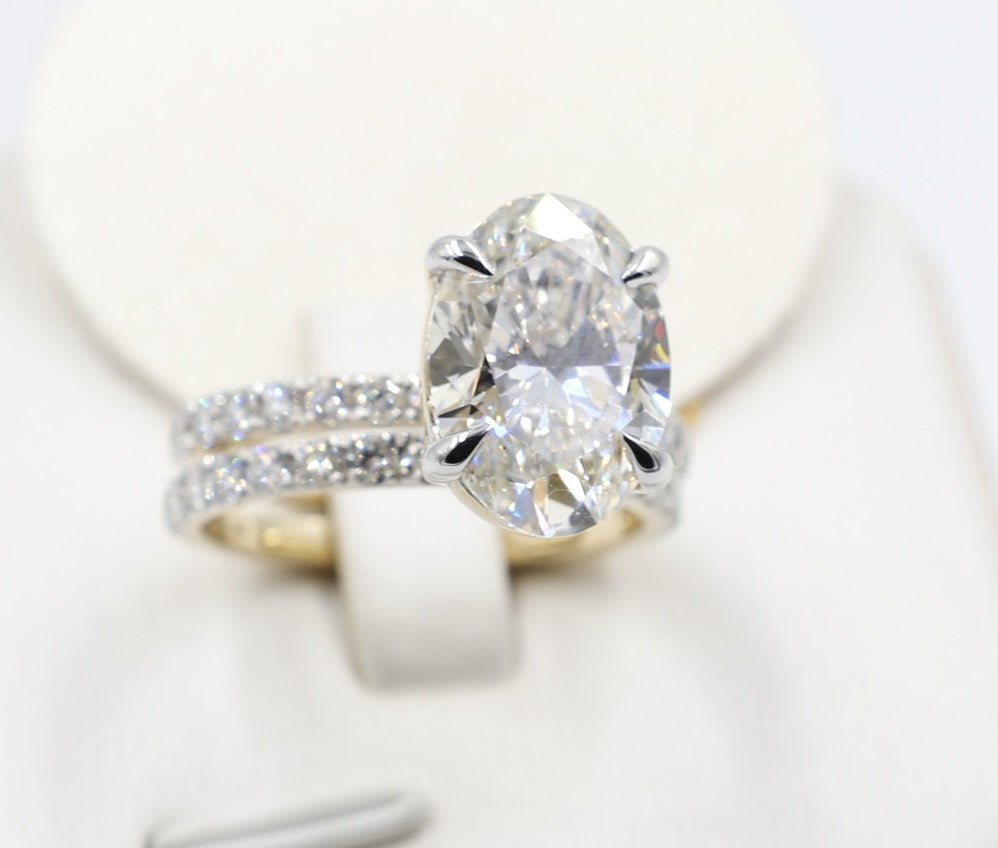 14ct Yellow Gold Lab Grown Diamond TDW 5ct carat Ring with eternity