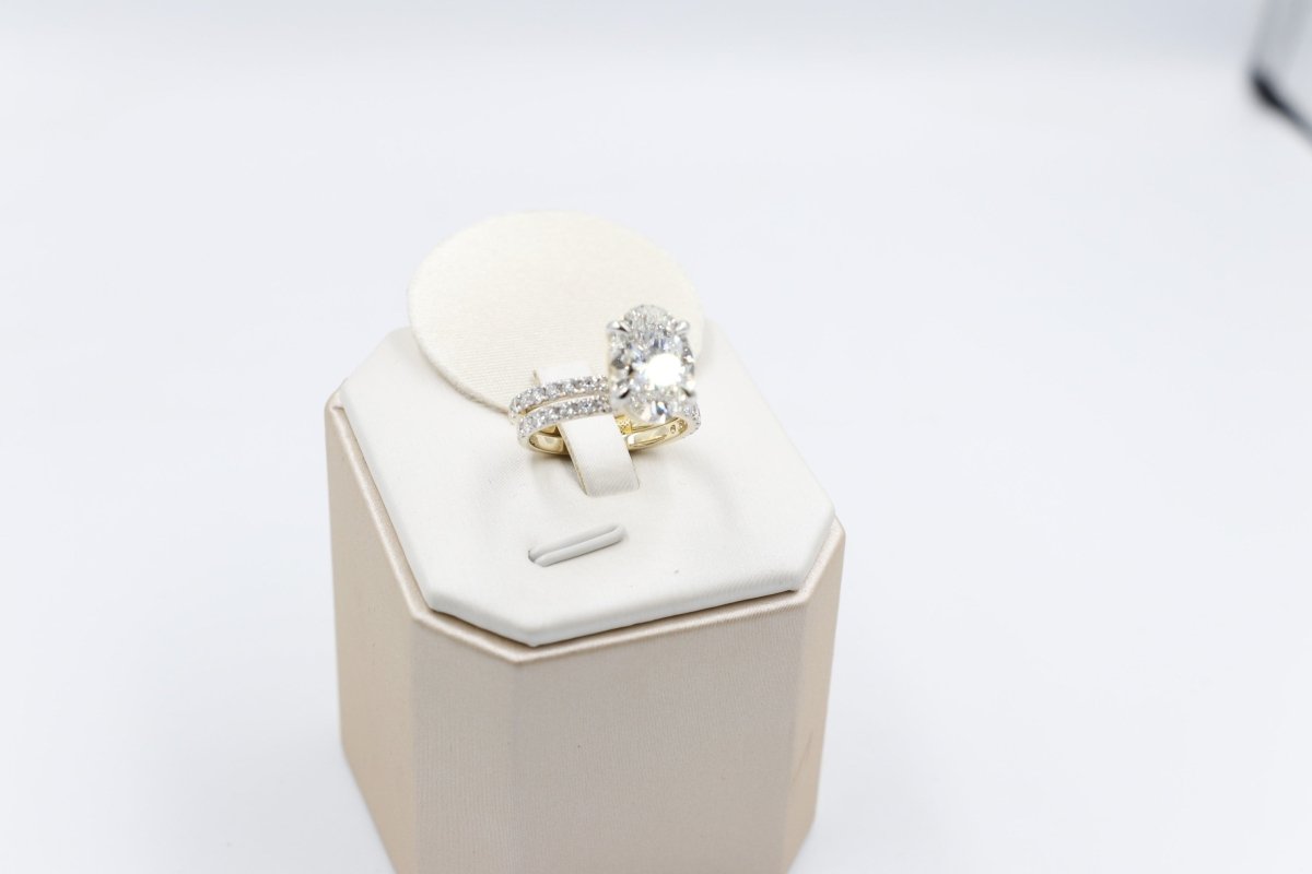 14ct Yellow Gold Lab Grown Diamond TDW 5ct carat Ring with eternity