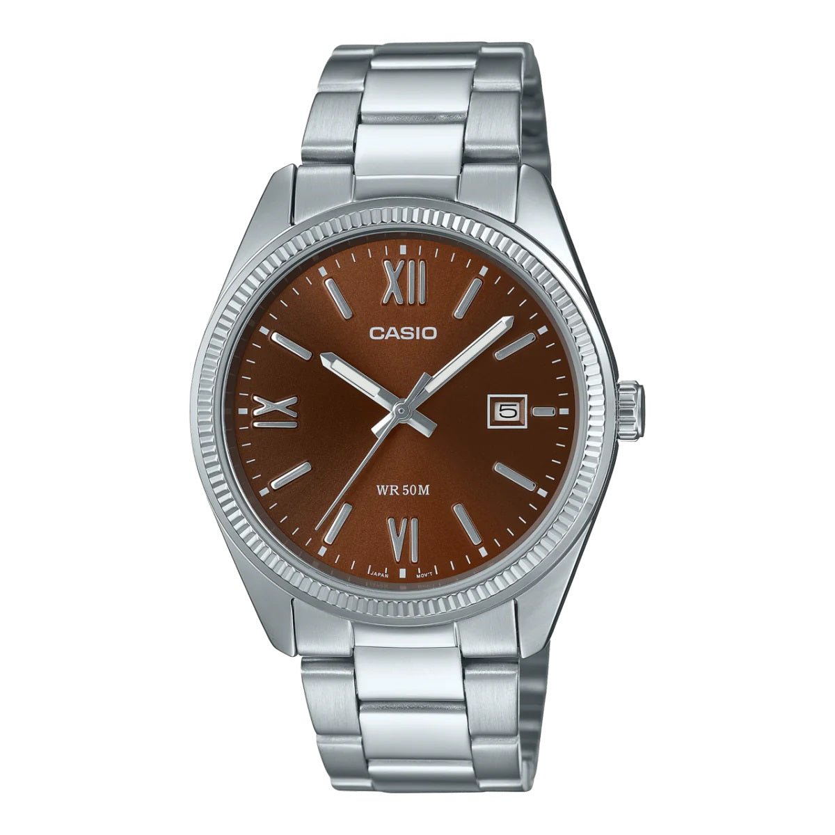 Casio Brown Dial steel strap watch MTP1302DD-5A
